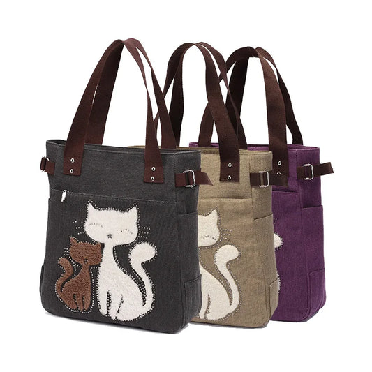 5. Accessori - borsa a spalla in tessuto con gatti