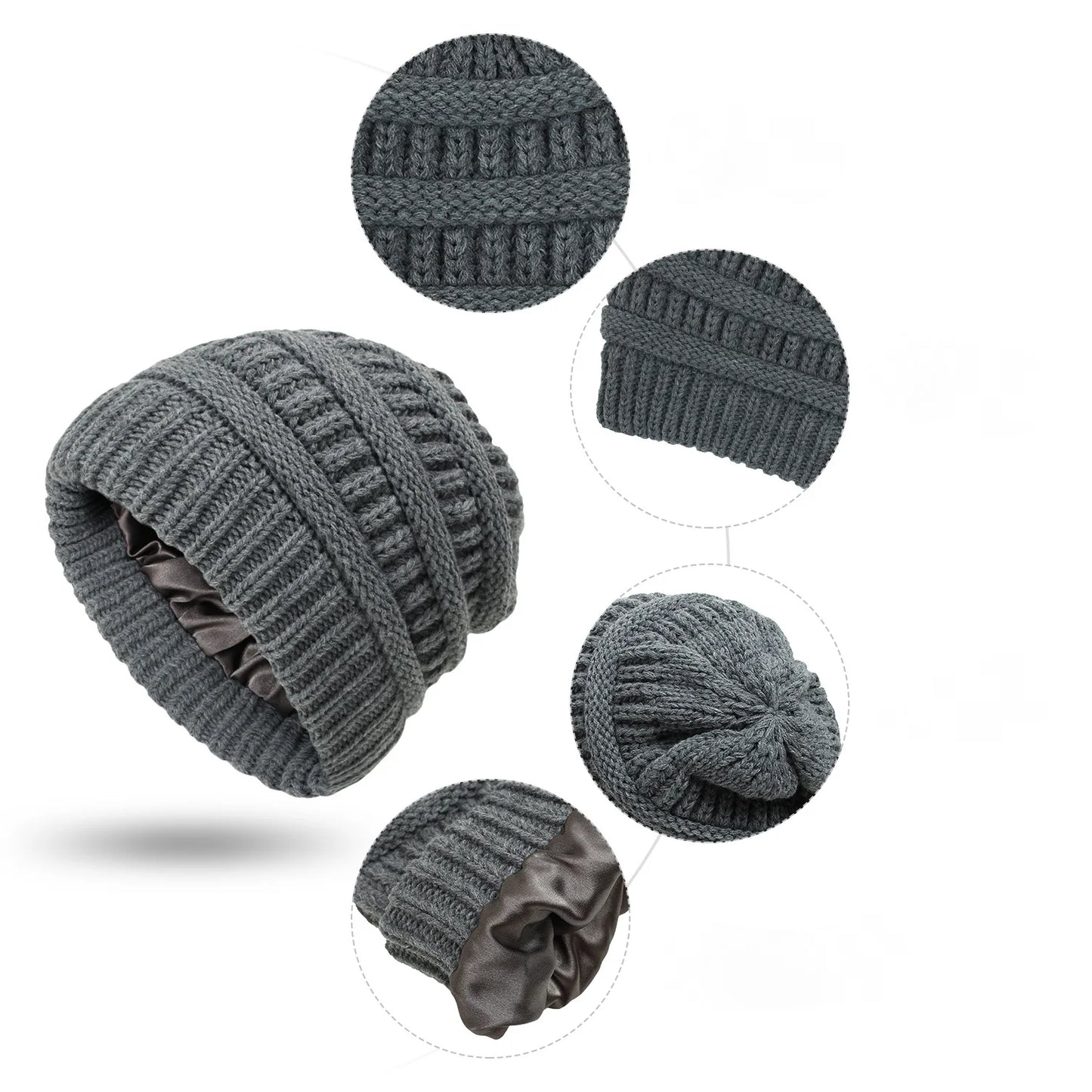 2. accessori - abbigliamento - cappello lavorato a maglia foderato in raso